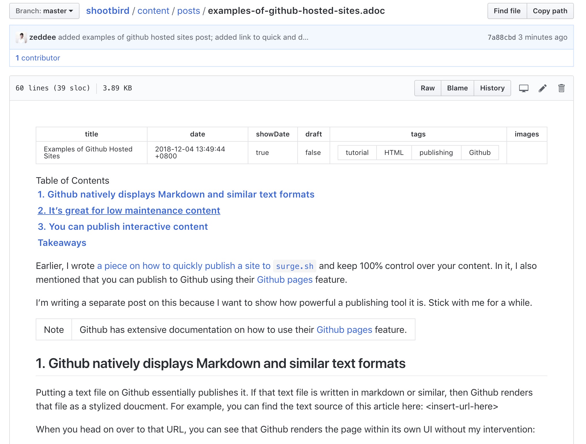 How Github renders an Asciidoctor file.